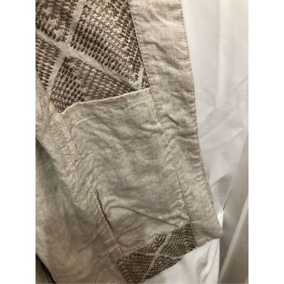 Chico's Women's  Cream Open Front with Stud Detail Linen Jacket Size 2 (L) - Picture 10 of 14